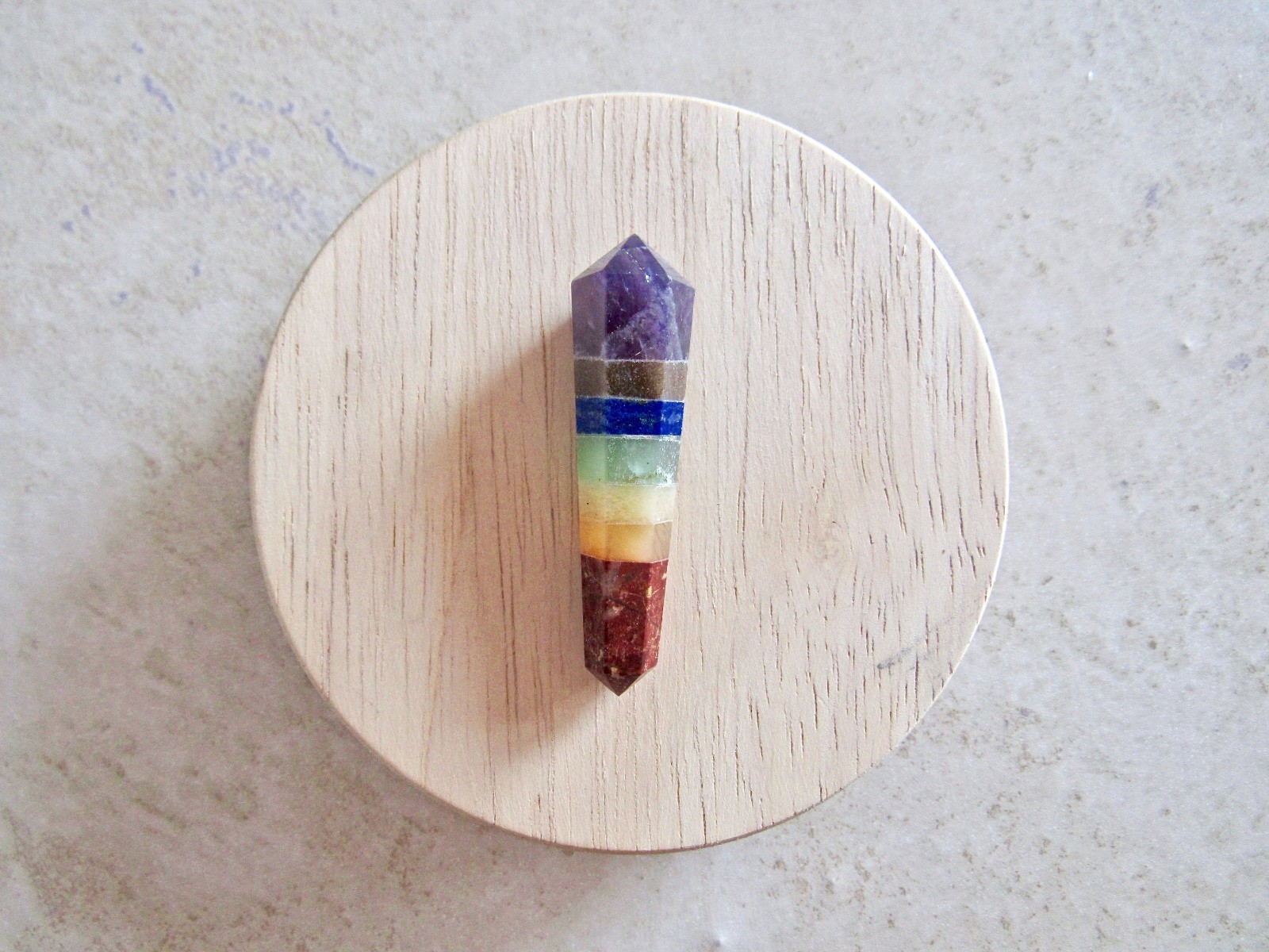 7 Chakra Stone Double Point Healing Crystal Quartz Natural Gemstone Wand Reiki E