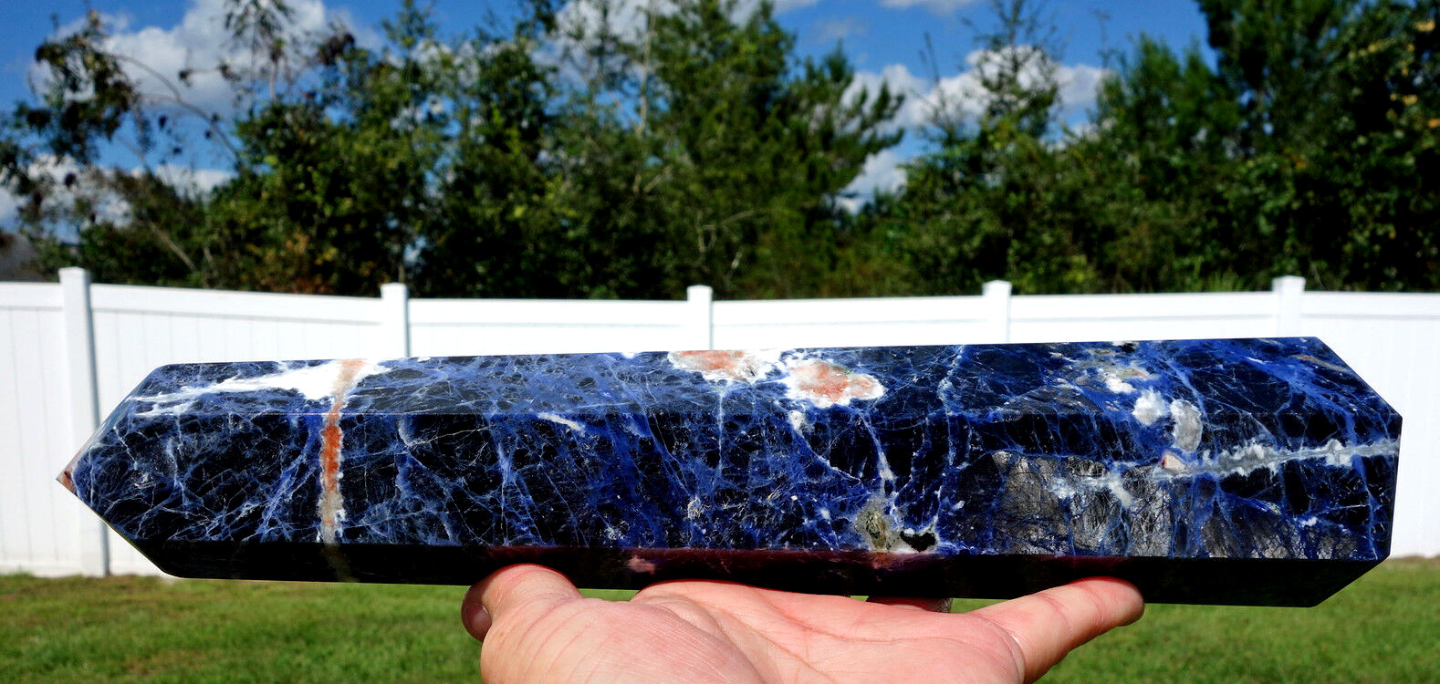 2006 Rare Lustrous BLUE SODALITE Brazil Crystal Point NEW Old Stock For Sale