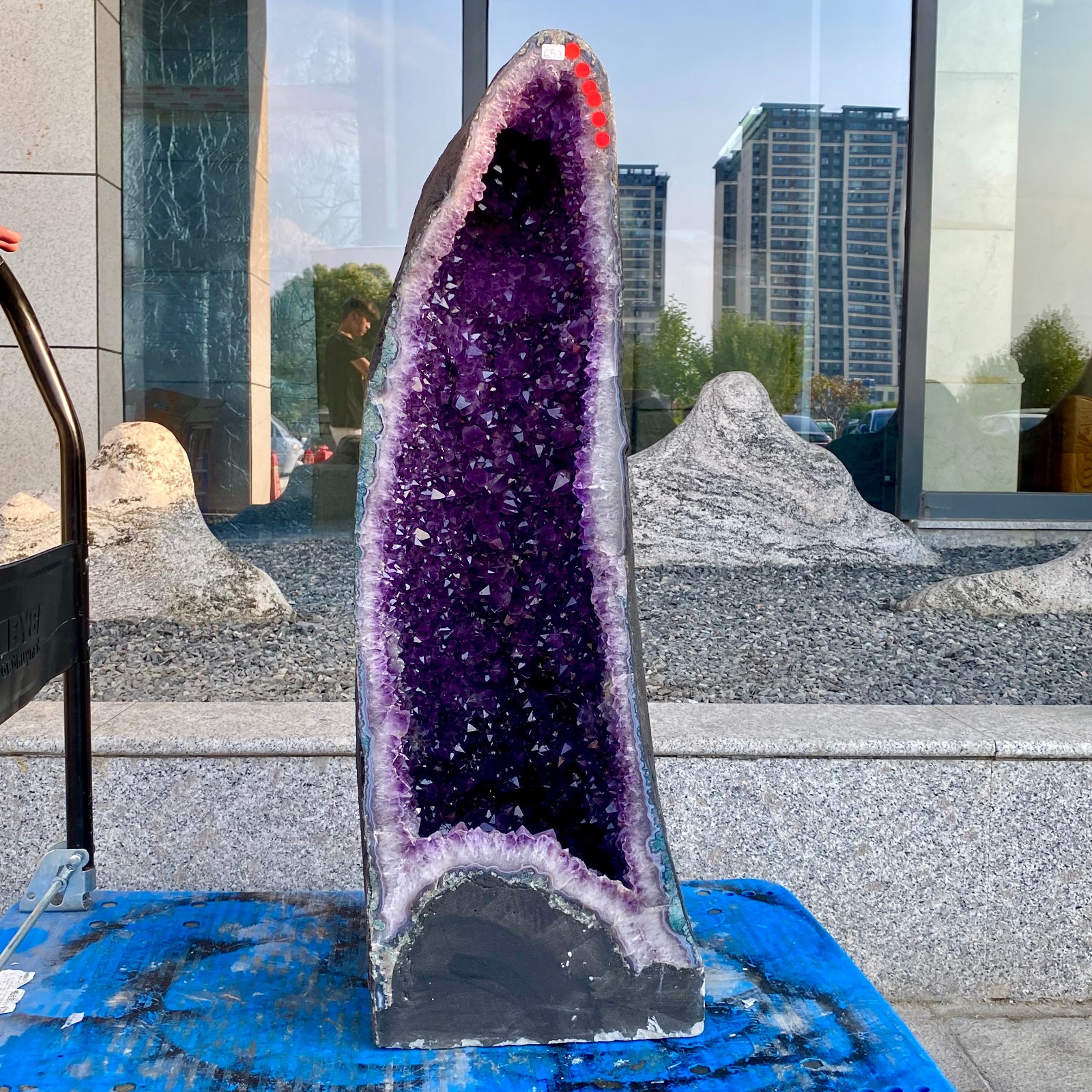 143LB Natural Amethyst Geode Quartz Crystal Cluster Cathedral Energy healing