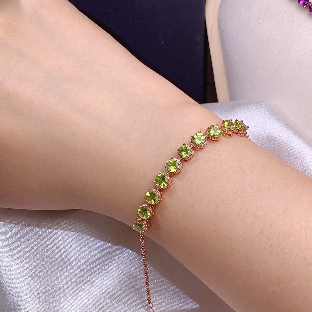 Natura exquisite peridot bracelet Gemstone jewelry S925 Silver Plated 18K Gold