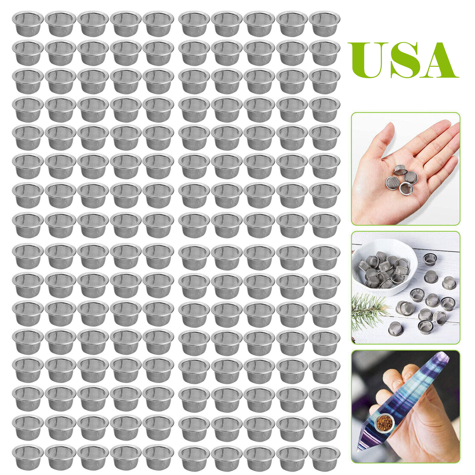 Tobacco Smoking Pipe Metal Filter Screen Stainless Steel Mesh Concave Bowls AA+