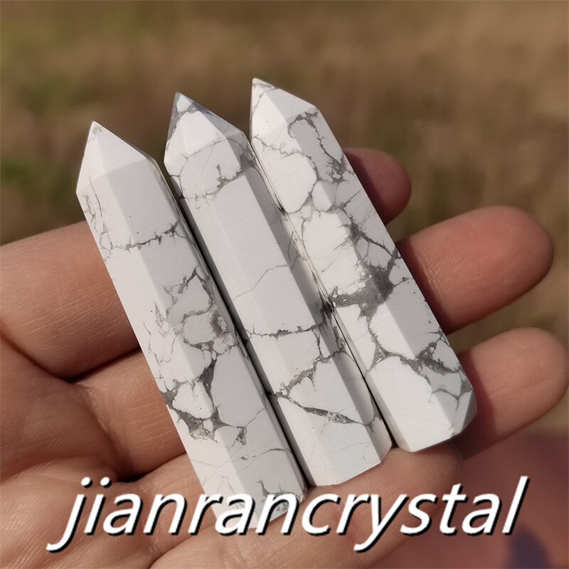 3pcs Natural Howlite Quartz Obelisk Crystal Wand Point Tower Healing 5.5cm