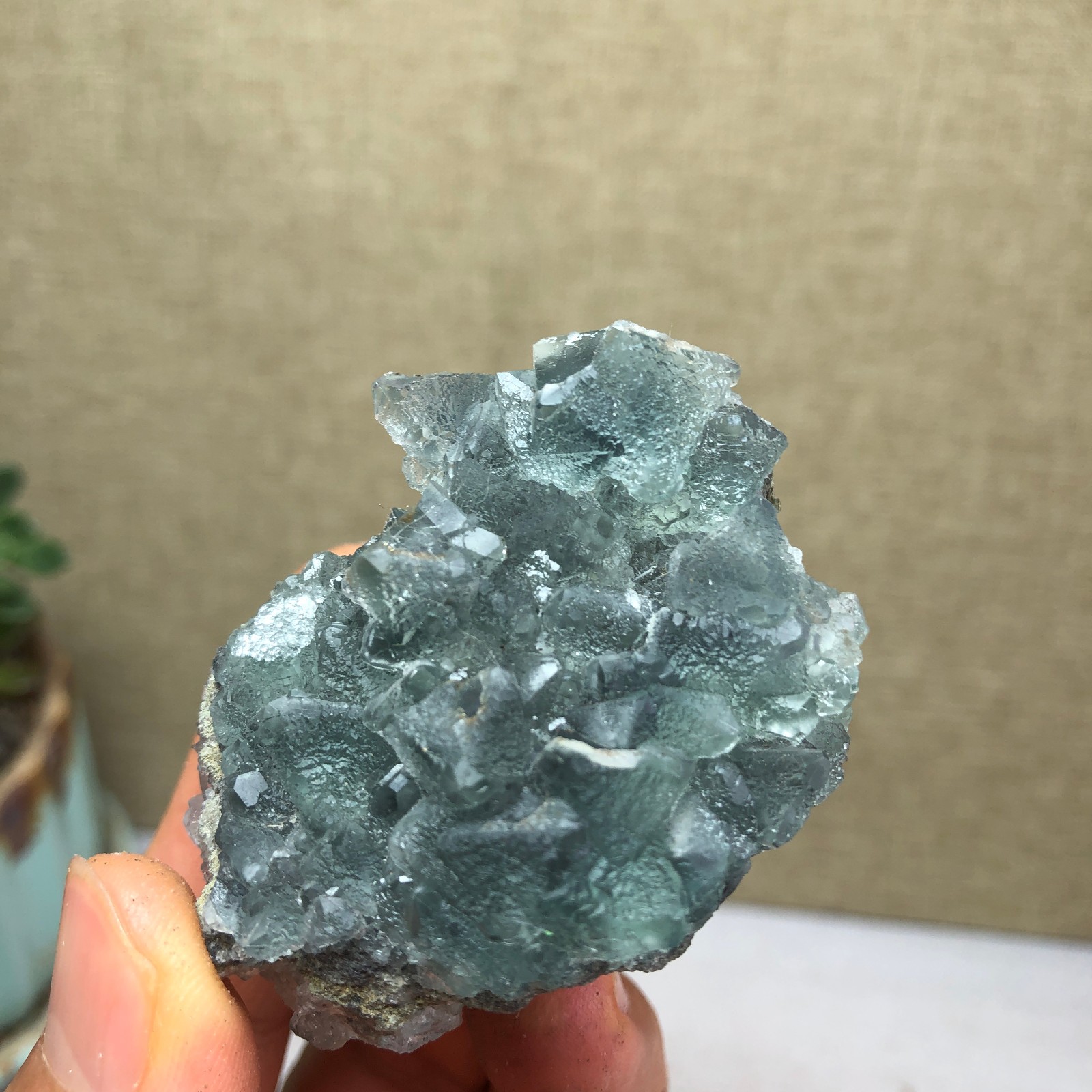 70g NATURAL Green Cubic FLUORITE Crystal Cluster Mineral Specimen A4740