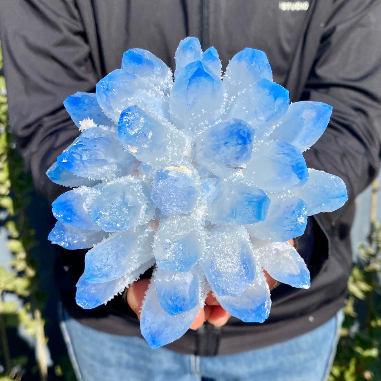 2.04LB New find blue phantom crystal quartz cluster mineral specimen healing