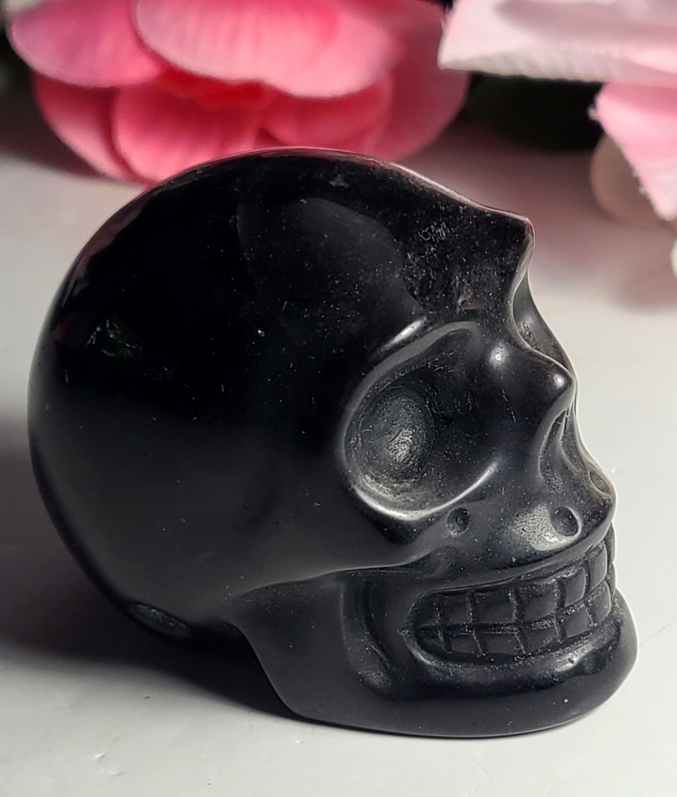 2.2″ 150g Gorgeous AA++ Silver Sheen Obsidian Skull Head Stone Crystal Reiki