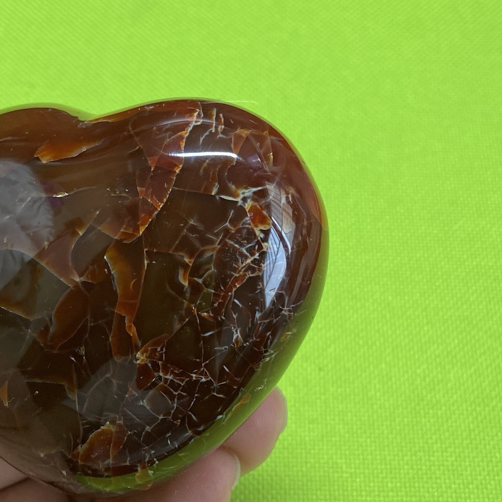 71mm220g Beautiful Patterns Red Agate Heart Carnelian Reiki Display Mad Y109