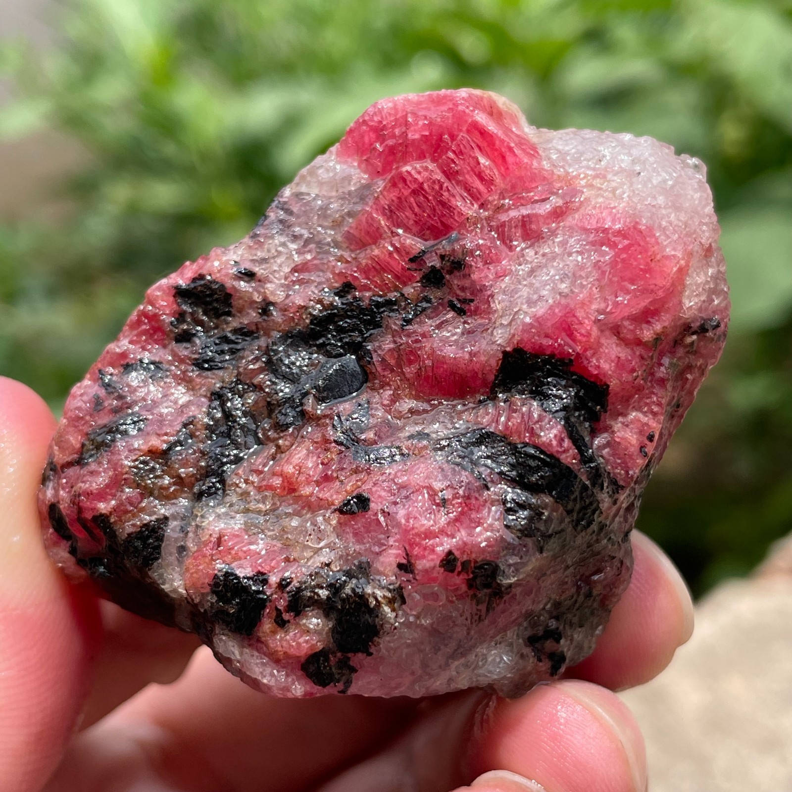 114g Small Raw Ore Red Black Rhodonite Quartz Gemstone Mineral Specimen