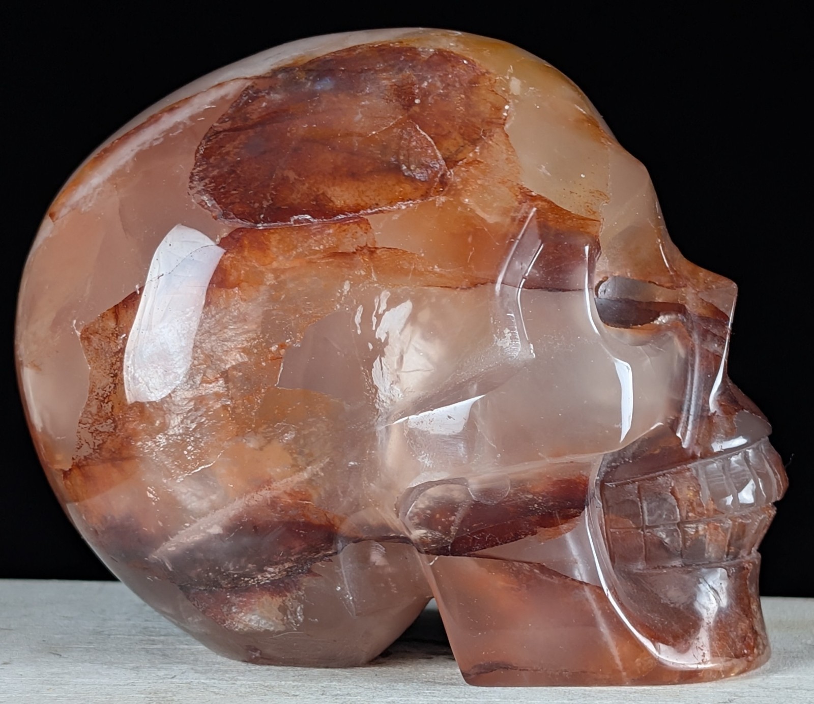 Red Fire Quartz Skull Carving Crystal Gemstone Large Big Chakra Reiki