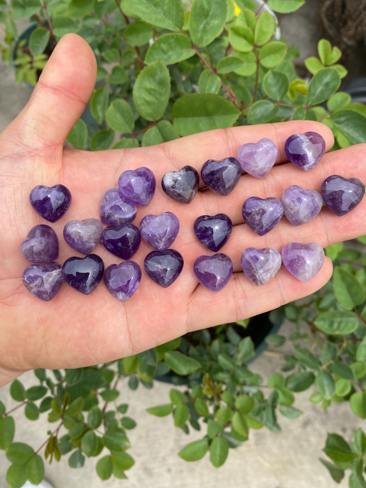 10pc Natural Dreamy Amethyst Mini Heart hand-carved quartz crystal reiki gift