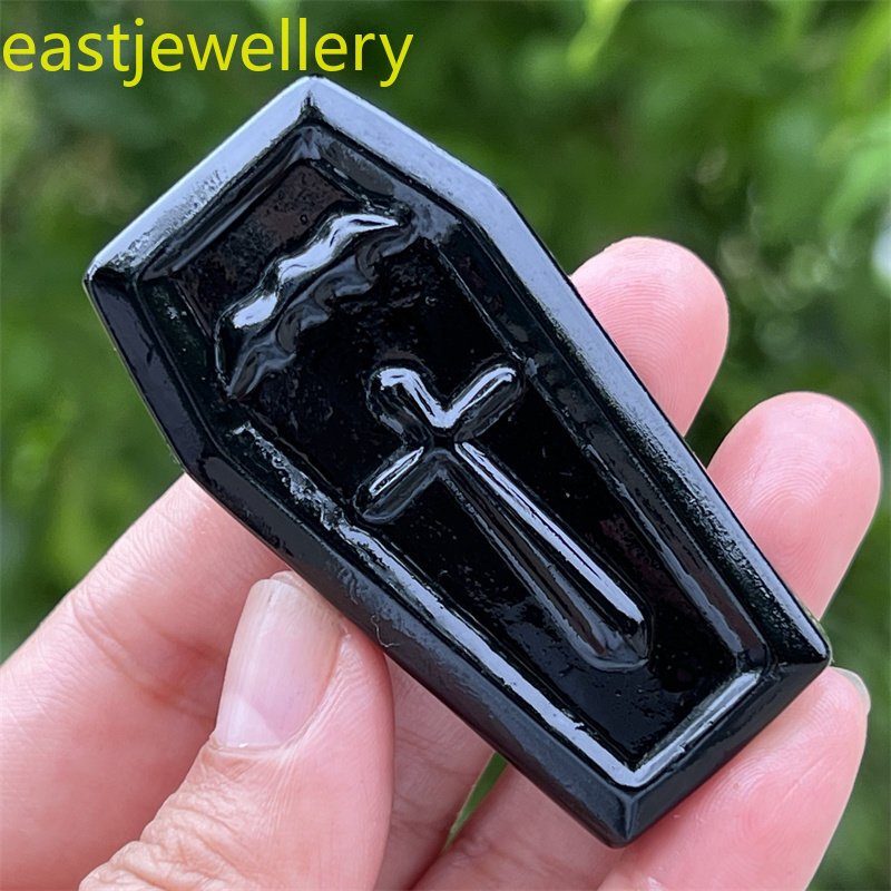 Natural obsidian coffin skull Quartz Crystal carved Skull Reiki healing 1pc