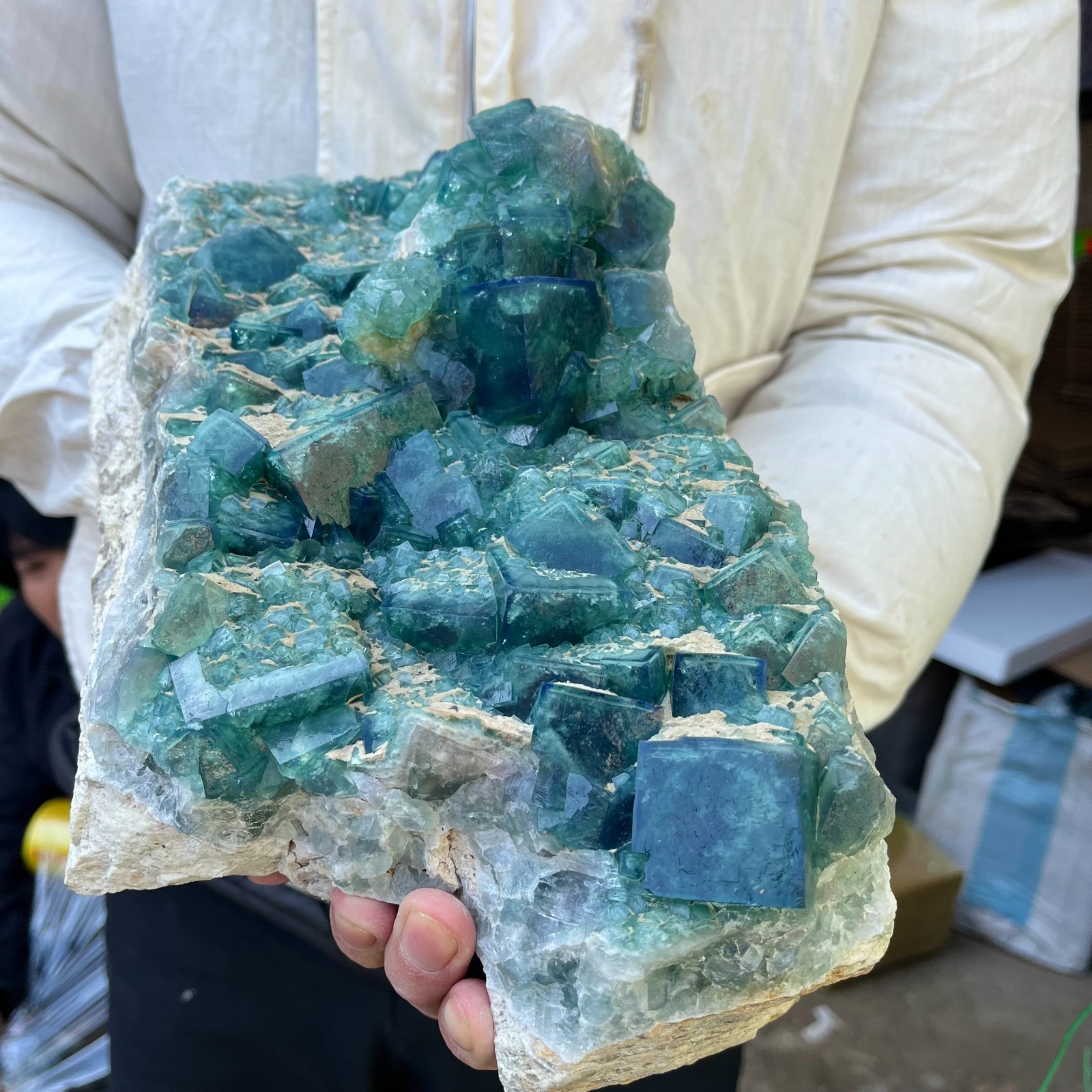 22lb Natural Green cube FLUORITE Quartz Crystal Cluster Mineral Specimen