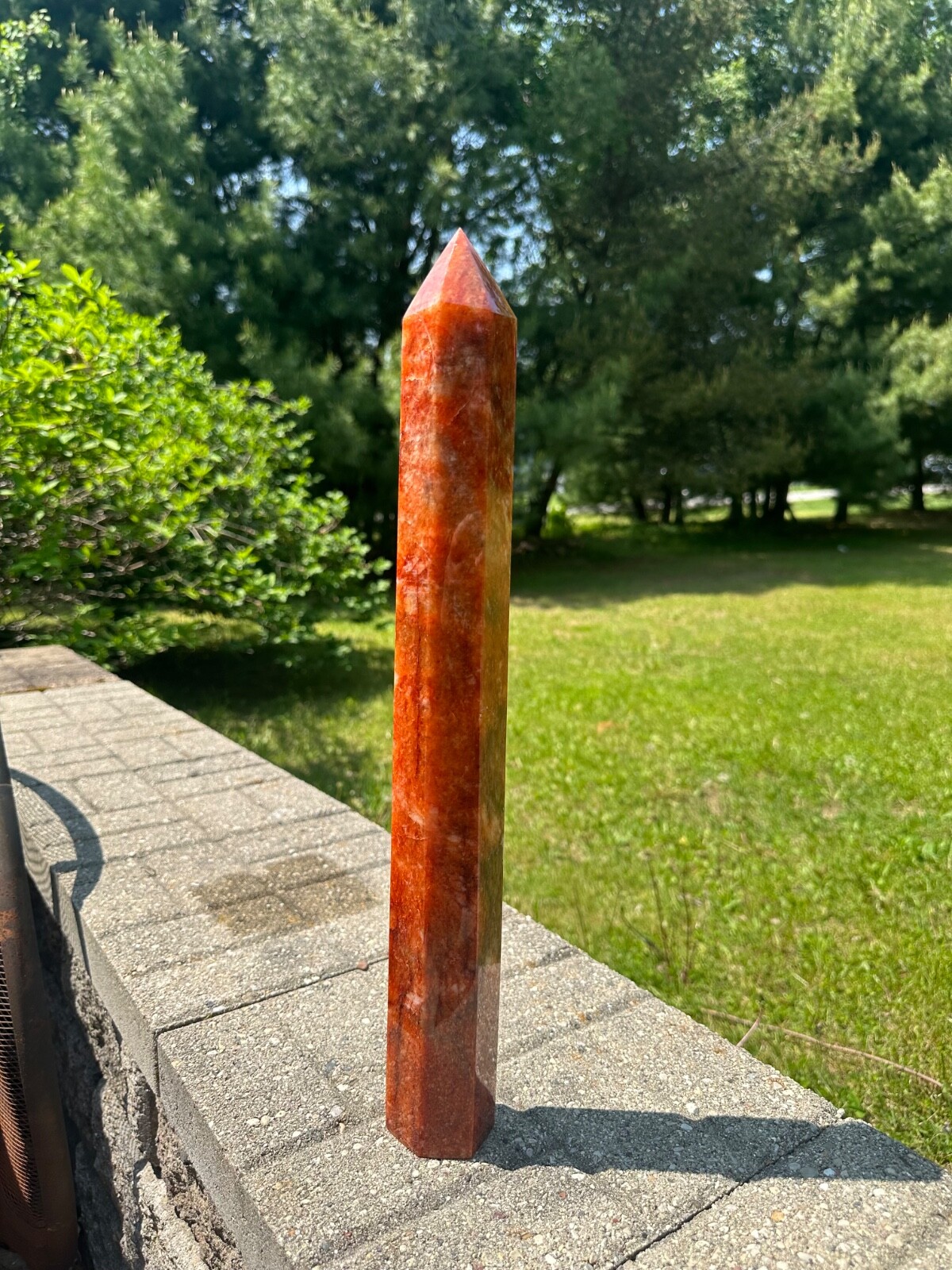 large red fire quartz hematoid tower