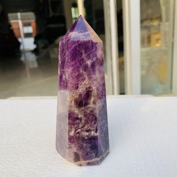 309g Natural Dream amethyst Quartz Crystal wand point oblisk healing
