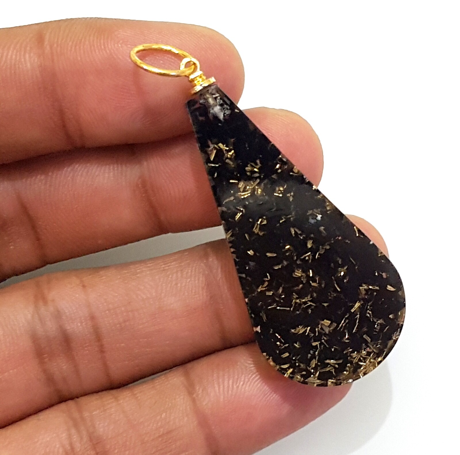 Flower of Life Sacred Geometry Black Tourmaline Orgone Pendant EMF Protection