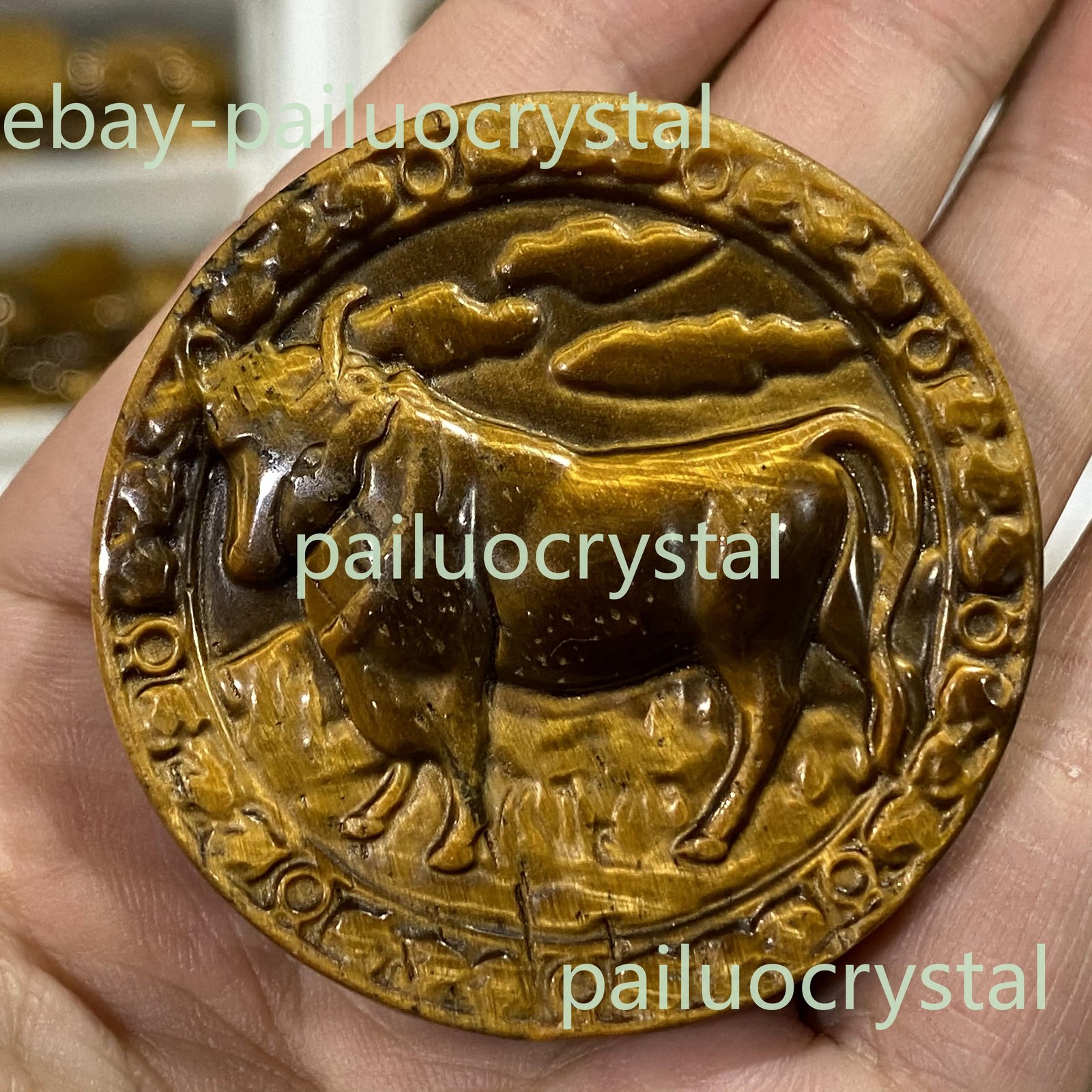 1X Taurus Zodiac Pendant Natural Tiger’s Eye Jasper Quartz Crystal Skull 2″ 50mm