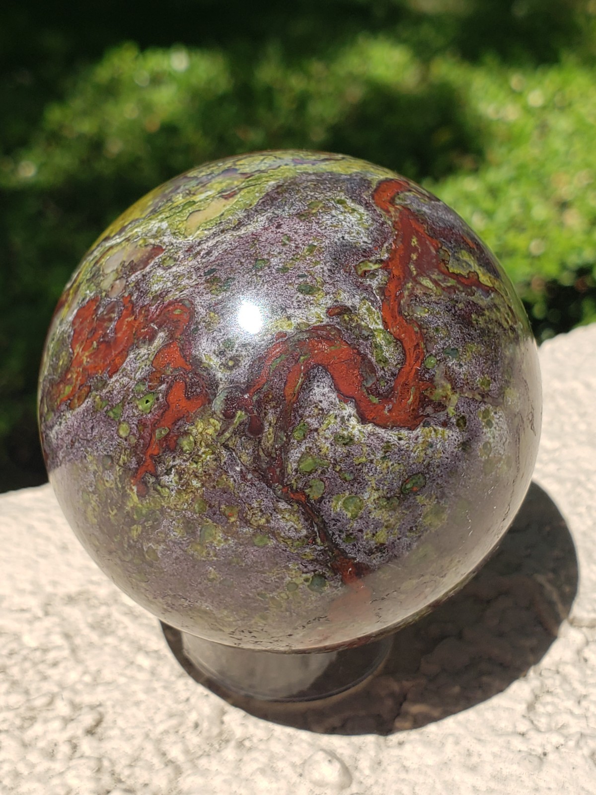 2.56″ Dragon’s Blood Stone Jasper Quartz Mineral Crystal Sphere Ball Orb, 444g
