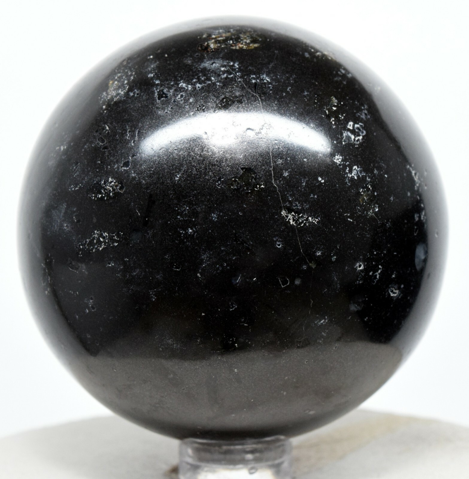 2.3″ Black Agate w/ Quartz Inclusions Sphere Chalcedony Crystal Mineral – India