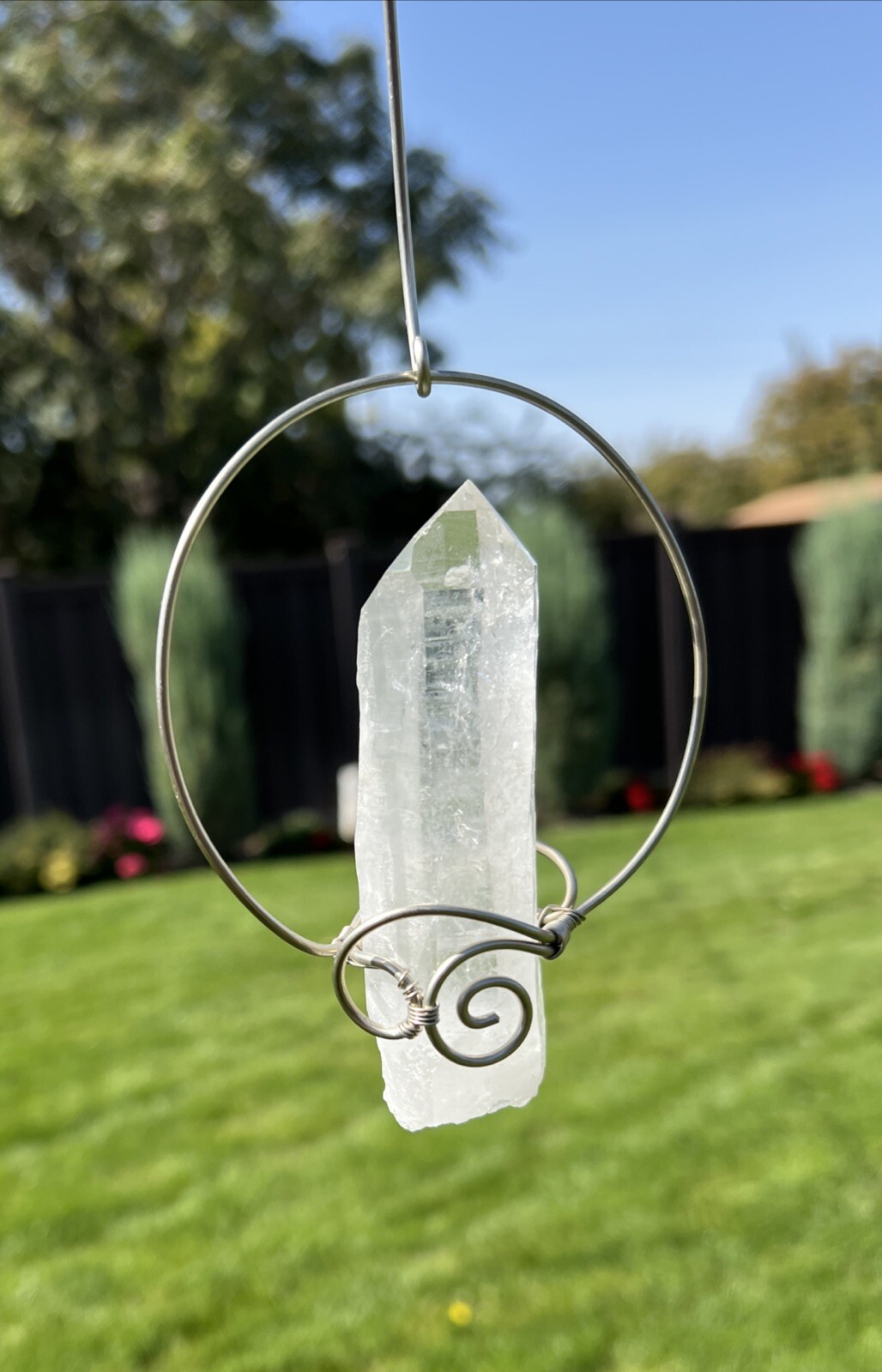 Floating Quartz Crystal Sculpture Decoration ￼FENG SHUI HANGING Handmade USA #1￼