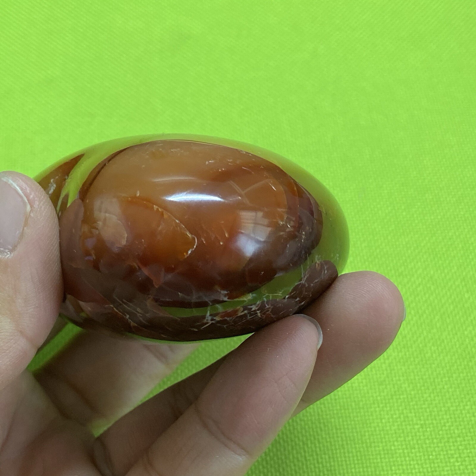 71mm220g Beautiful Patterns Red Agate Heart Carnelian Reiki Display Mad Y109