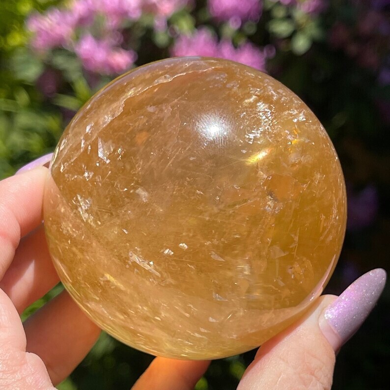 Optical Honey Calcite Big Sphere Cats eye flash Asterism and Rainbows, #10