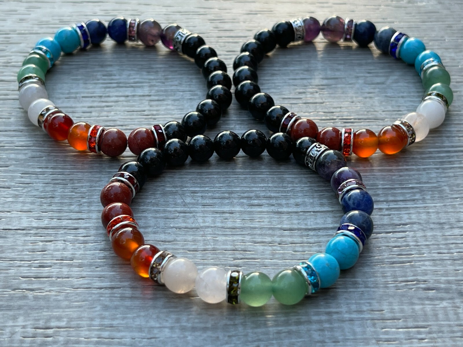Genuine Stone & 7 Chakra Stones 8mm Bracelet For Men and Women