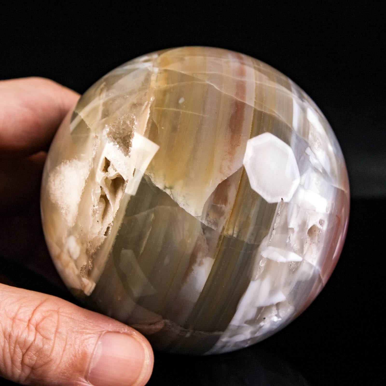 3.0″ 1.35LBS Large Banded Agate Sphere Natural Crystal Ball Mineral Specimen