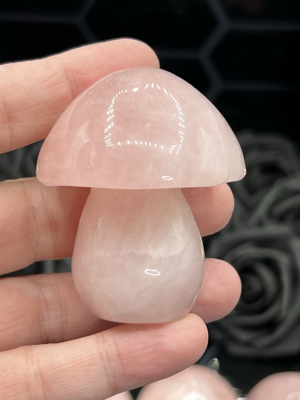 Natural ROse Quartz Carved Mushrooms. Free ship & Gift