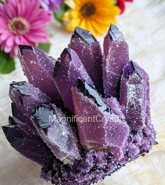 400G+Rare DARK PURPLE Amethyst Quartz Cluster Natural Crystal Geode Home Display