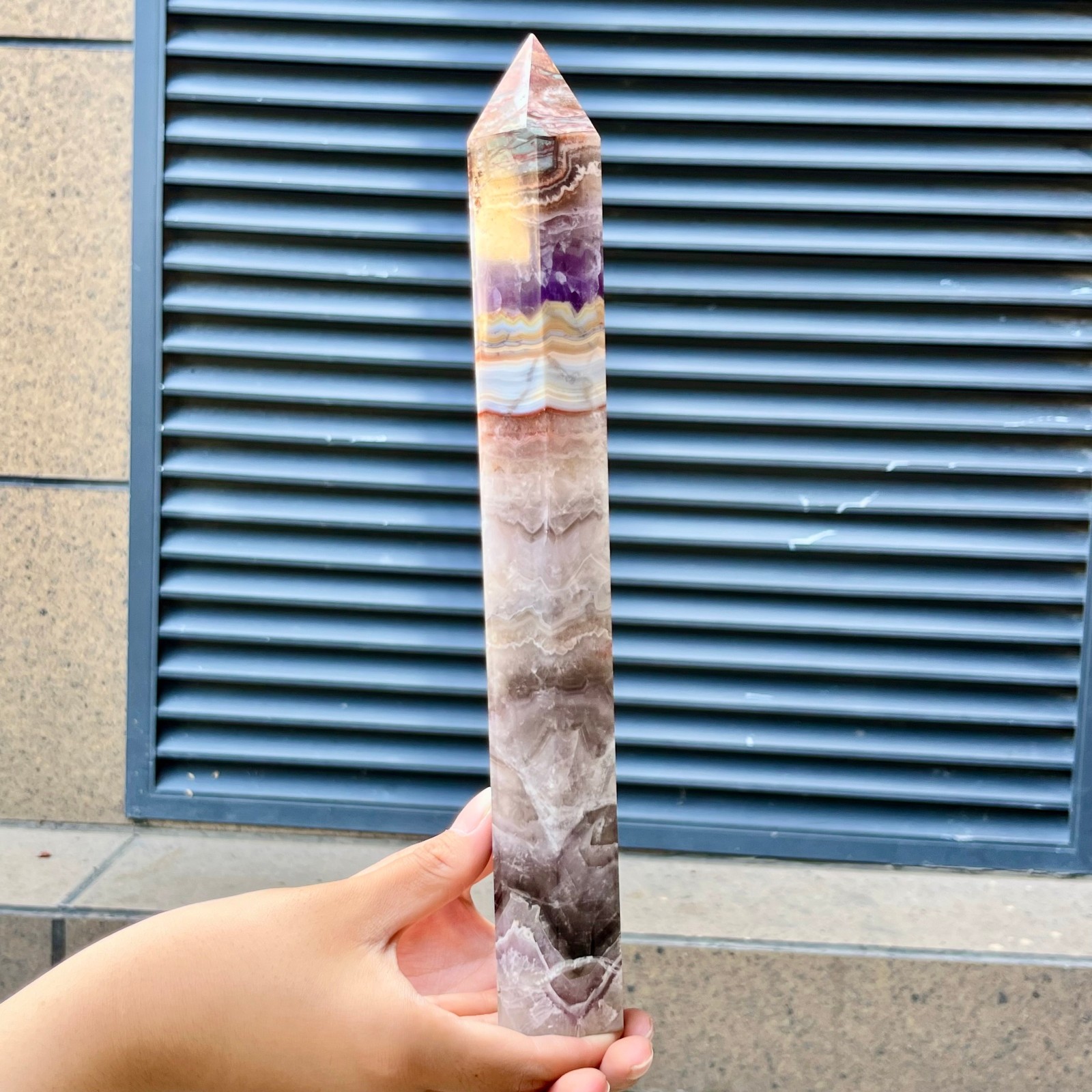 Amethyst Agate Natural Tower Purple Crystal Point Collectible Specimen 2.3 lb