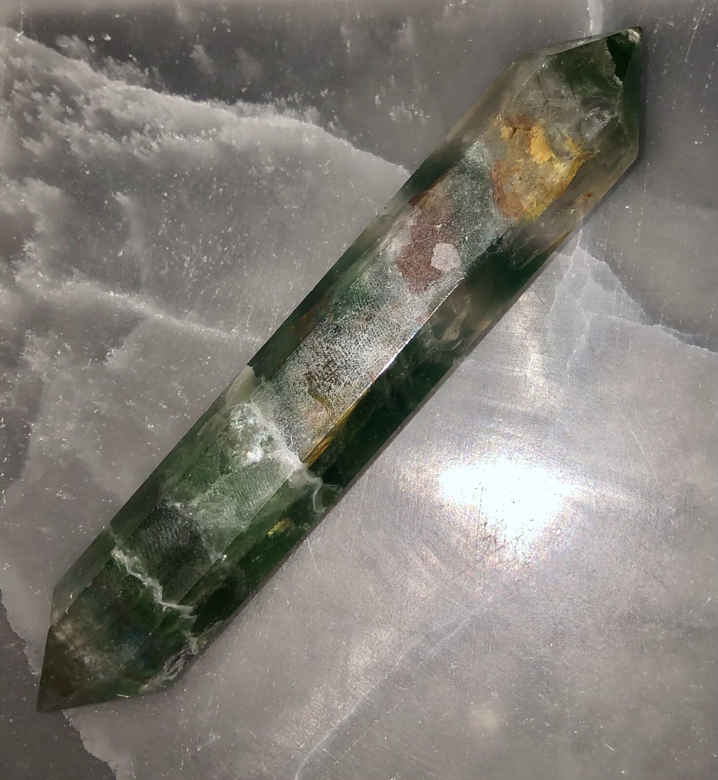 Authentic Rainbow Fluorite Wand DT Double Terminated Point Meditation 79g