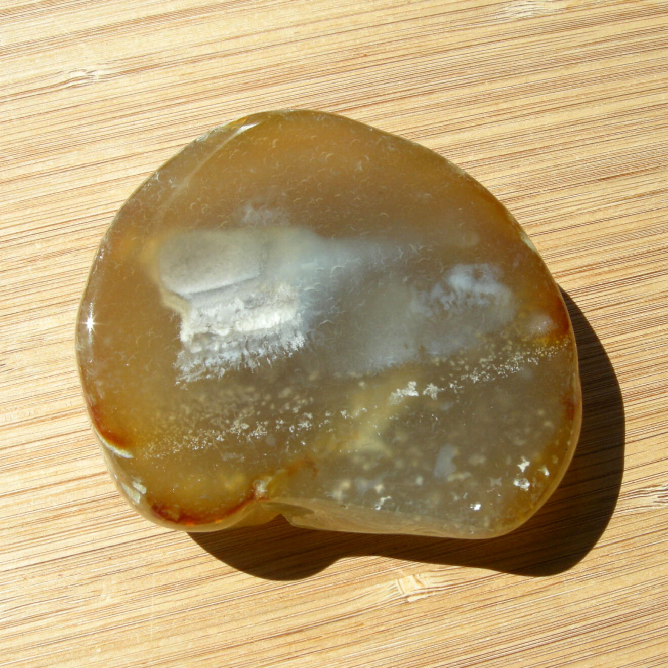 Agate Geode Display Stone Thick Cut Polished Rock Slice Brown Gray Cloud Banding