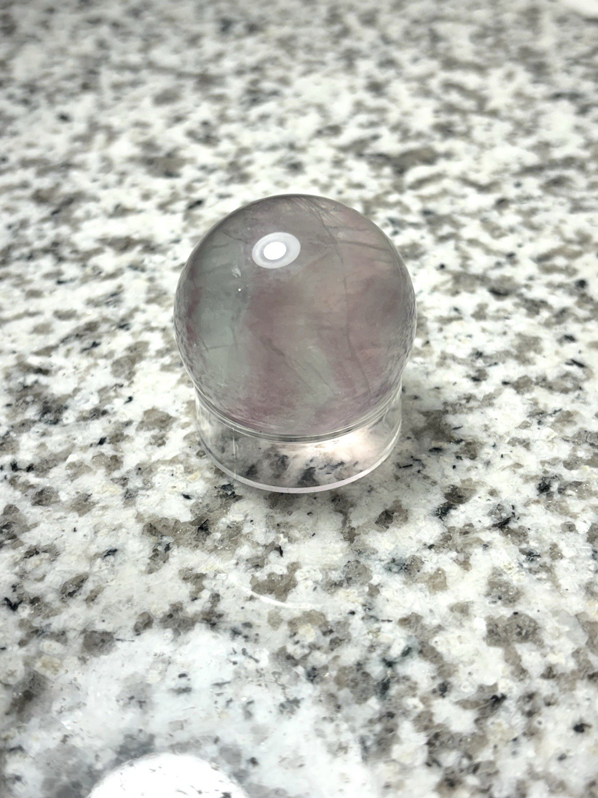 Green And Purple Banded Fluorite Sphere With Beautiful Rainbow Flash