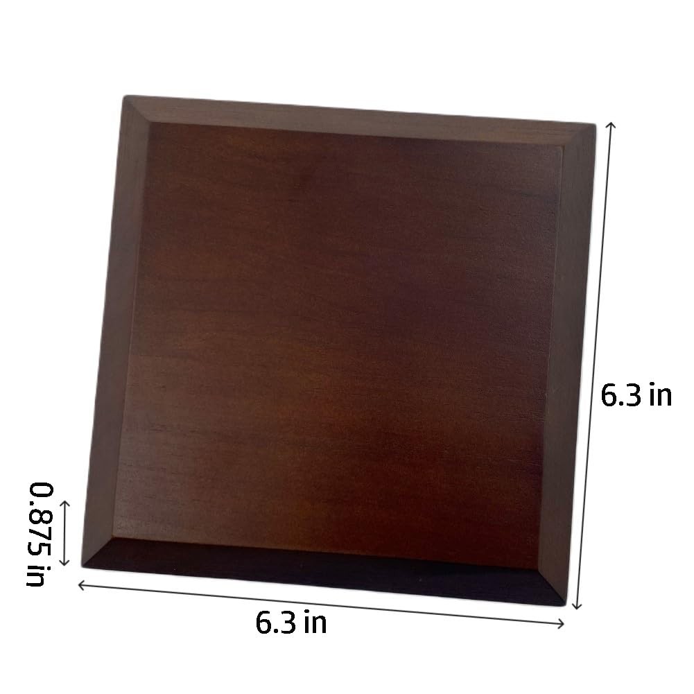 Dark Brown Solid Cherrywood Pedestal, Square Wood Display Base with Bevel, Vi…