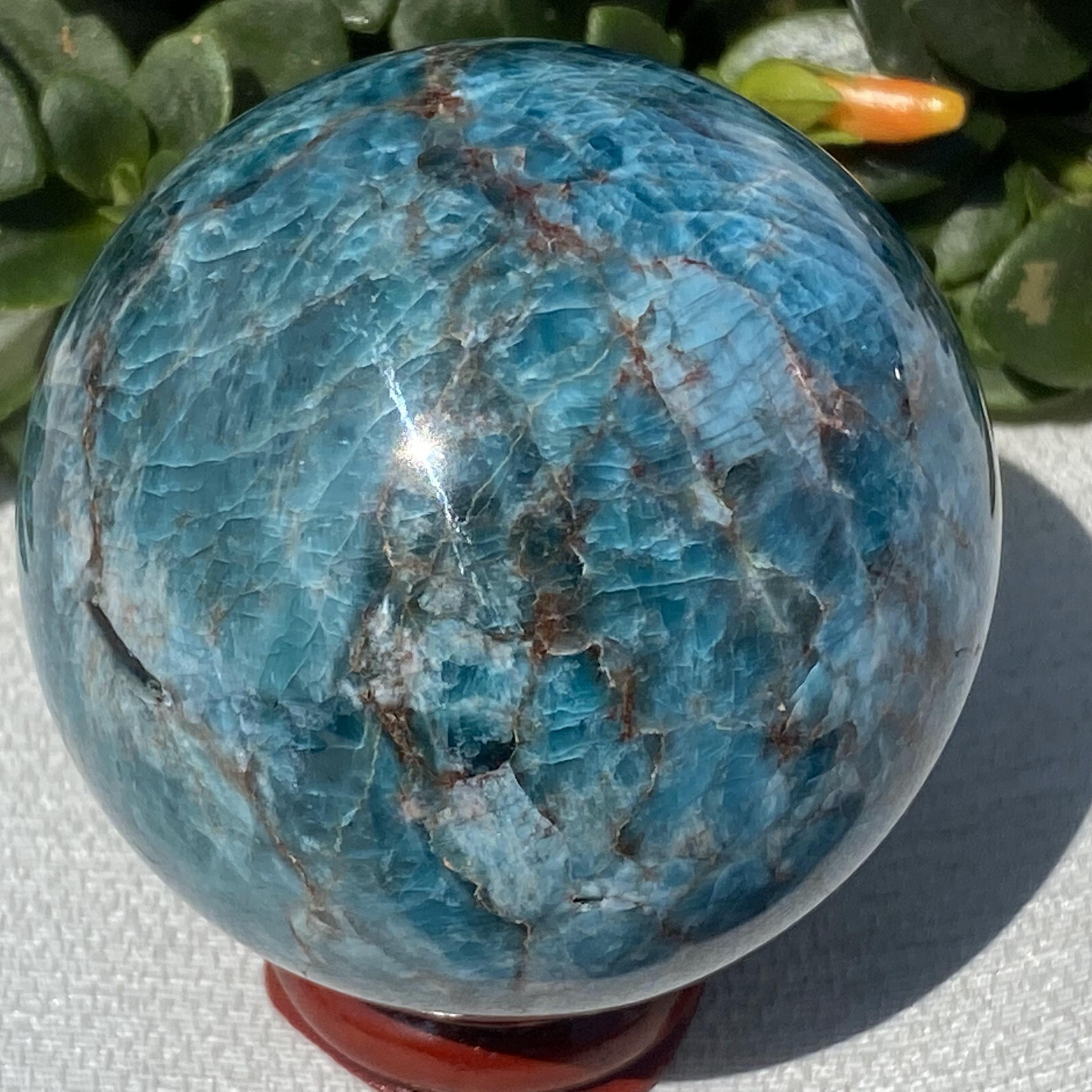 1pc Natural Blue Apatite Ball Sphere Quartz Crystal Mineral Reike Healing 58.7mm