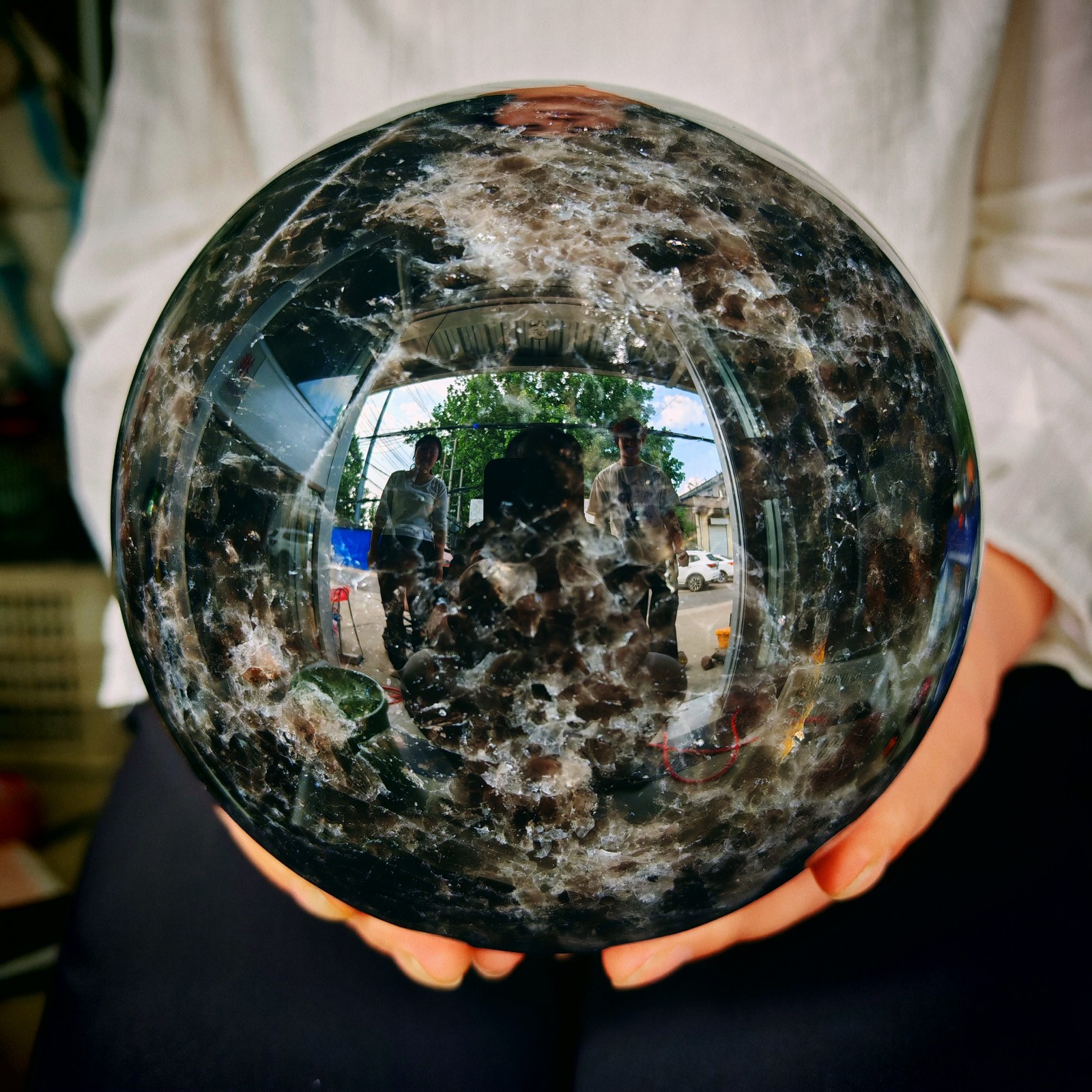 9.90LBNatural black crystal ball polishing and healing4.50kg