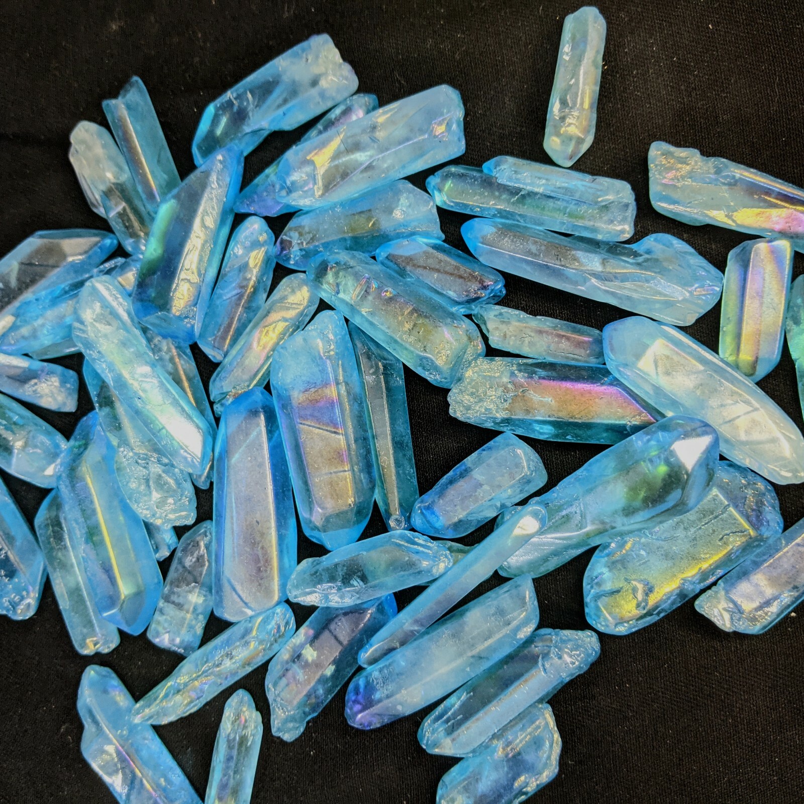 Light Blue Aura Quartz Points 100 Grams Blue Electroplated Crystal Points