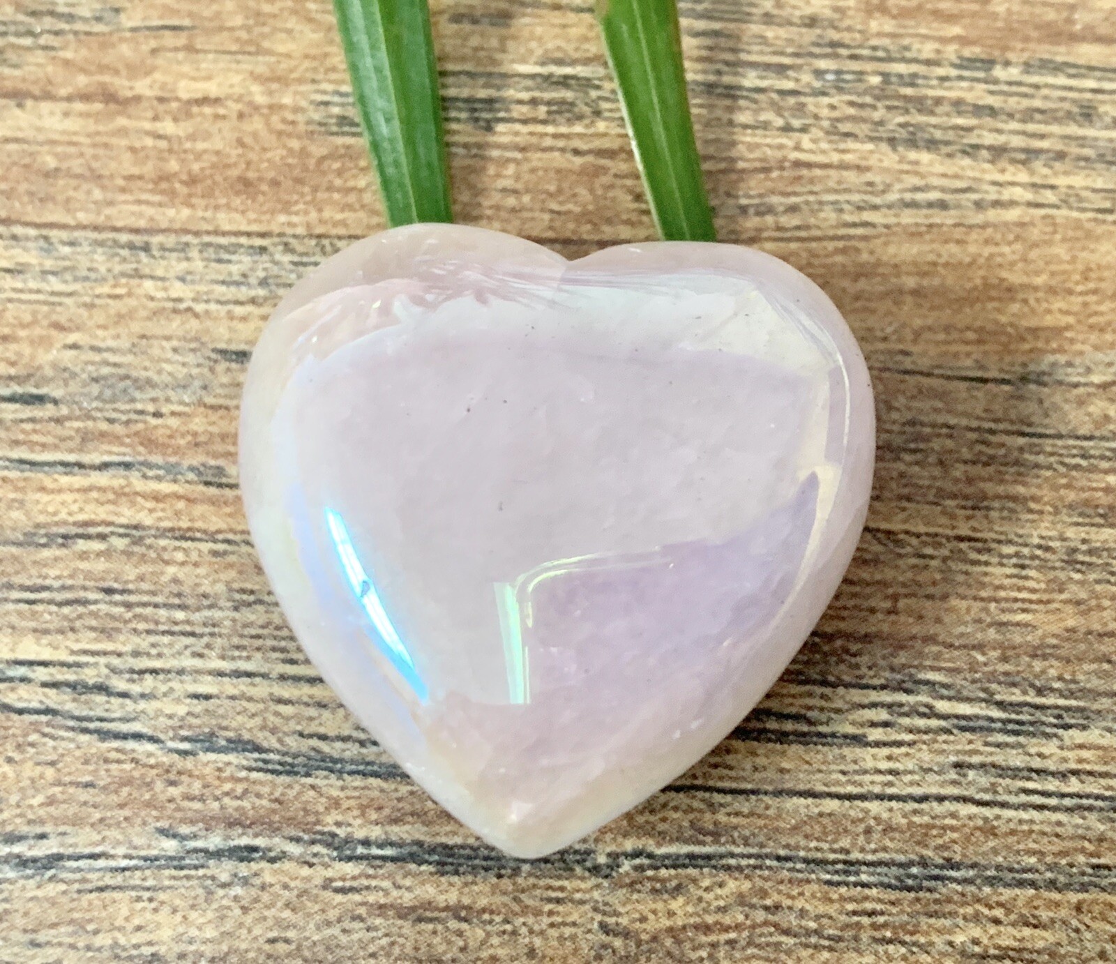 25mm Rose Quartz Angel Aura Heart Gemstone Crystal Pocket Heart Chakra Reiki