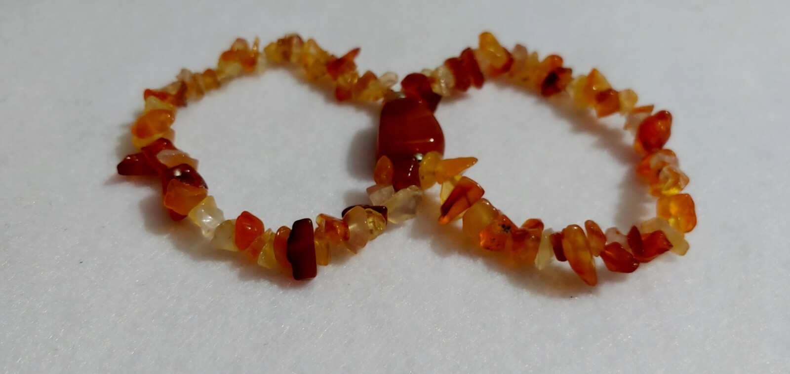Genuine Stone Stretch Bracelet Double row W/ Large stone as shown