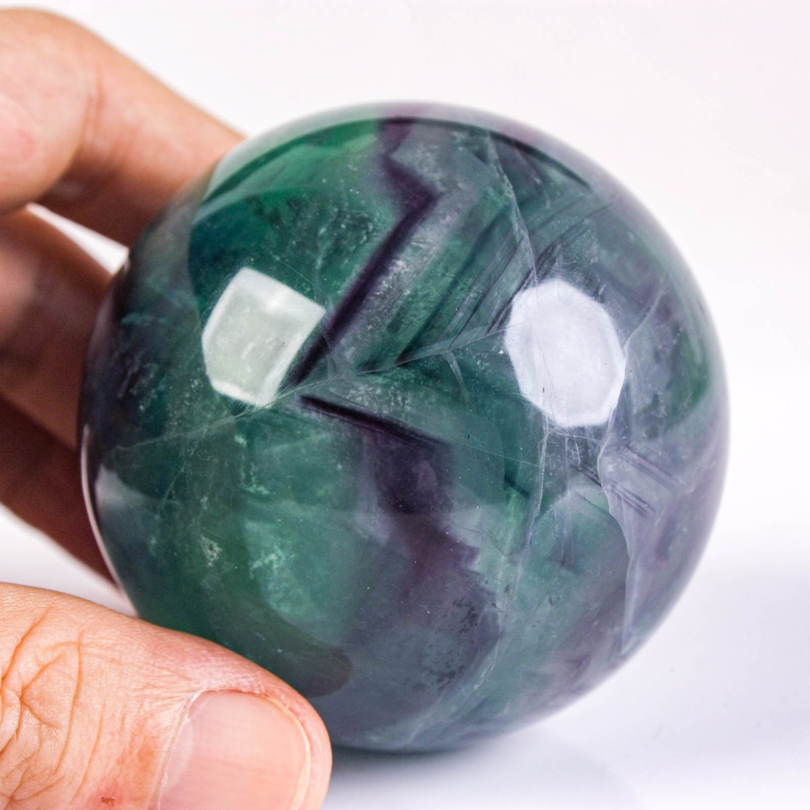 2.5″ 14.6oz Rainbow Fluorite Sphere Crystal Ball Natural Banded Mineral Specimen