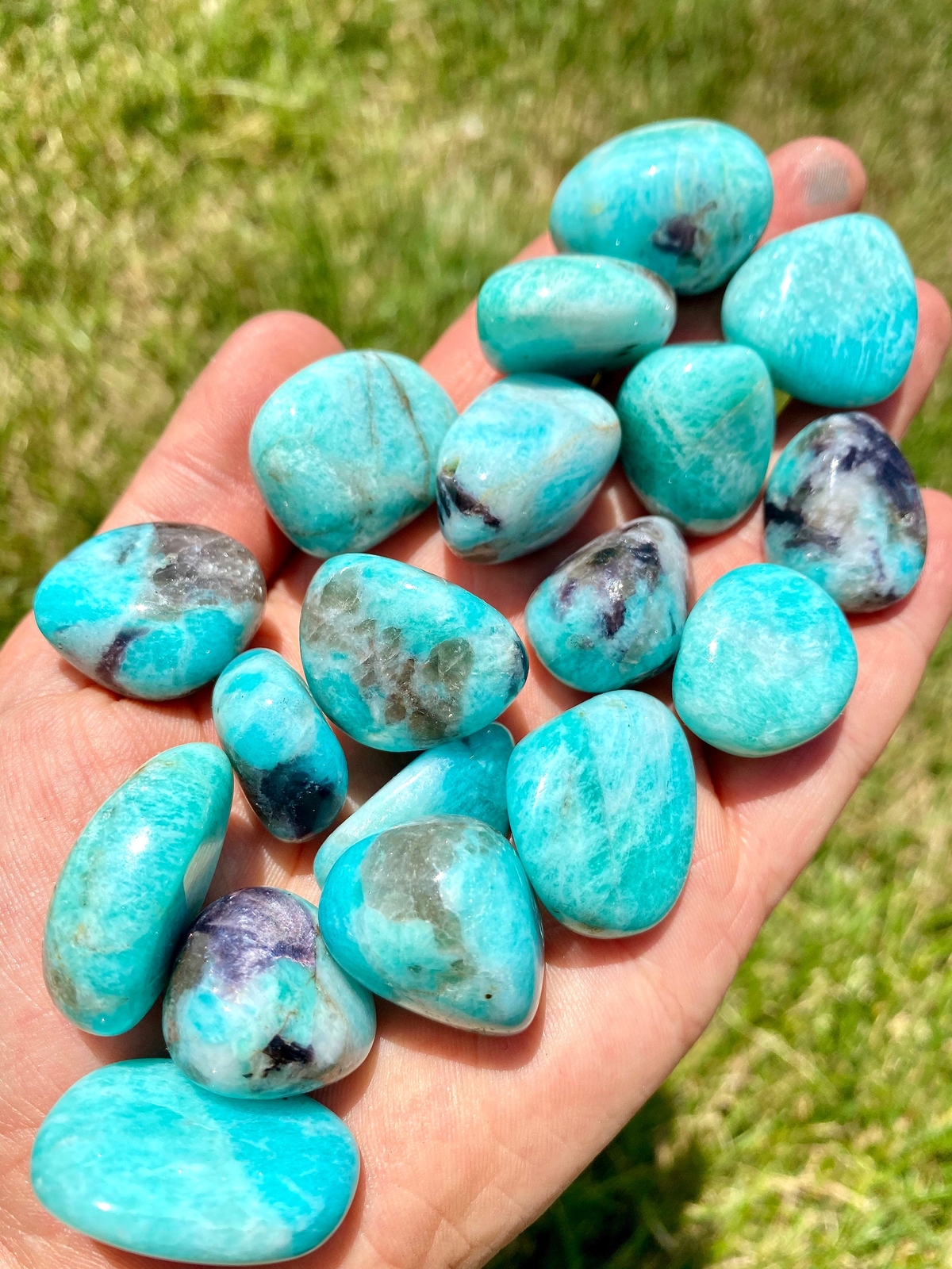 Amazonite Tumbled Stone, Polished Natural Amazonite Crystal from Madagascar