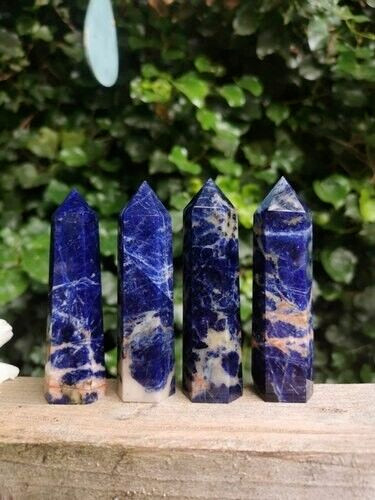 Blue Sodalite Healing Crystal Wands Obelisk Reiki Tower Point Home Decor Gifts