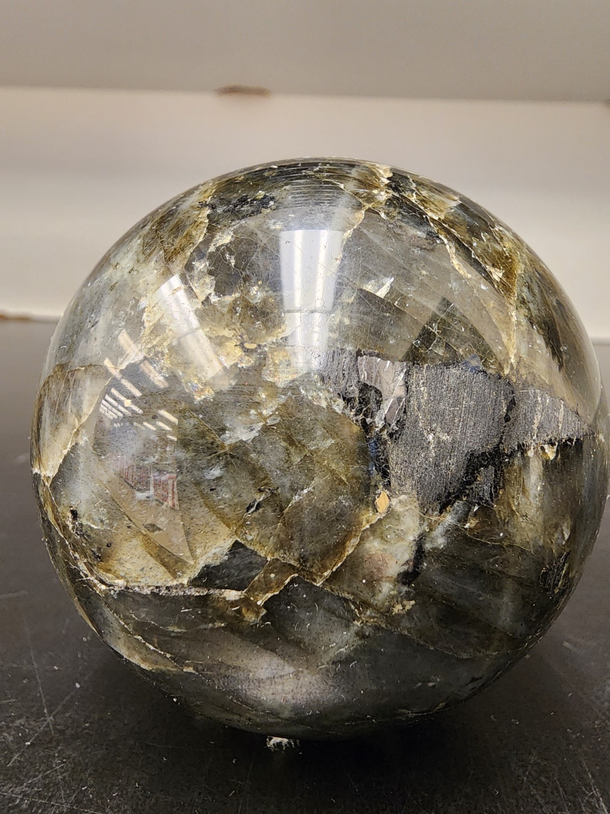 391g Labradorite Crystal Sphere Blue Gold Flash Polished Stone Display Ball