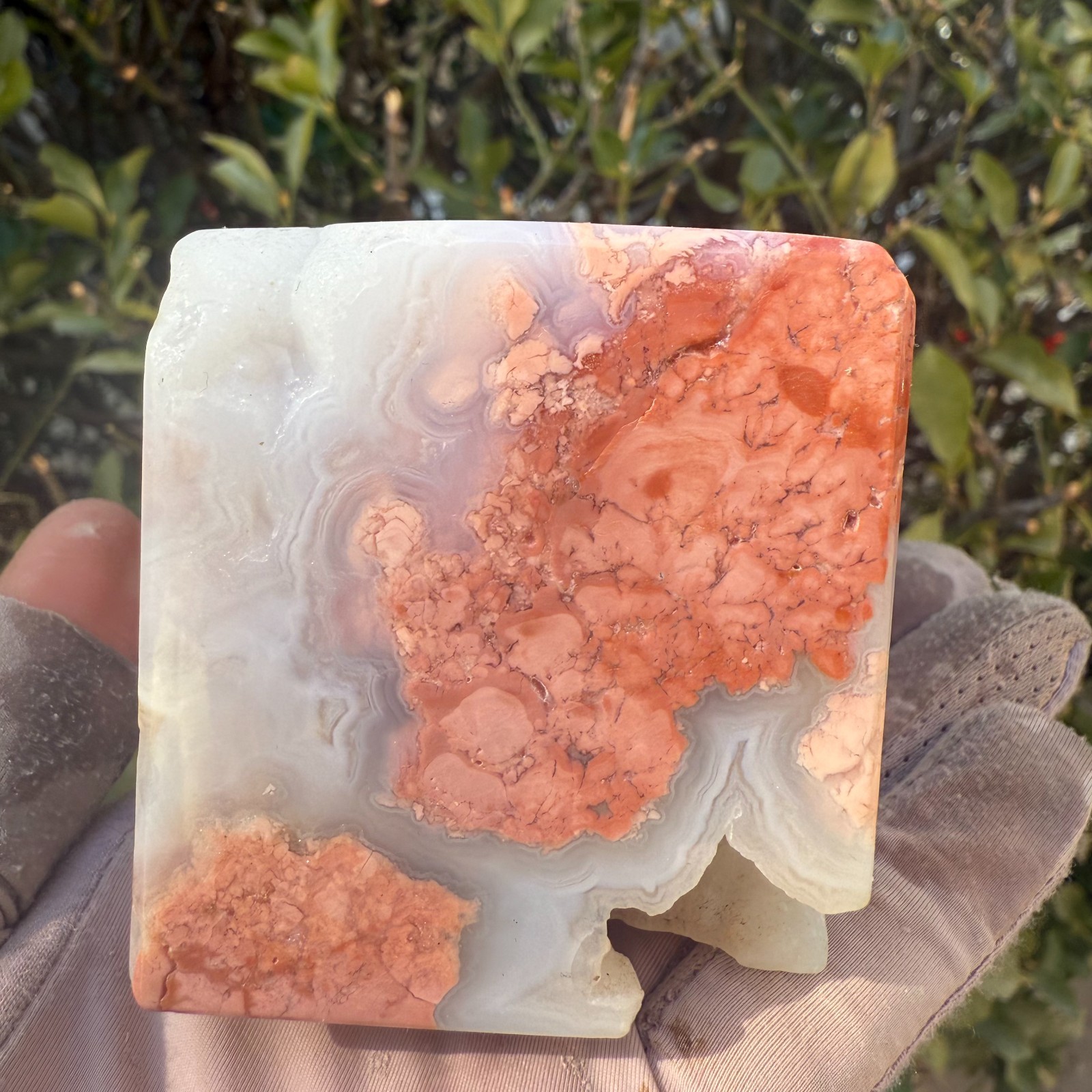 521g Natural Gorgeous Square Pink Agate Crystal Healing