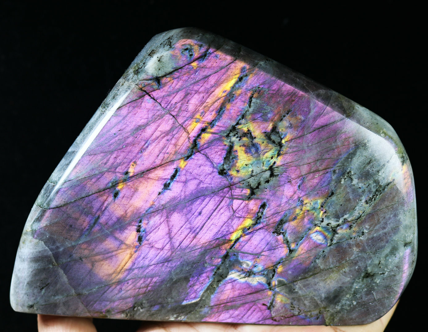 3.03lb Natural Nice Rainbow Purple Flash Labradorite Spectrolite Crystal Stone