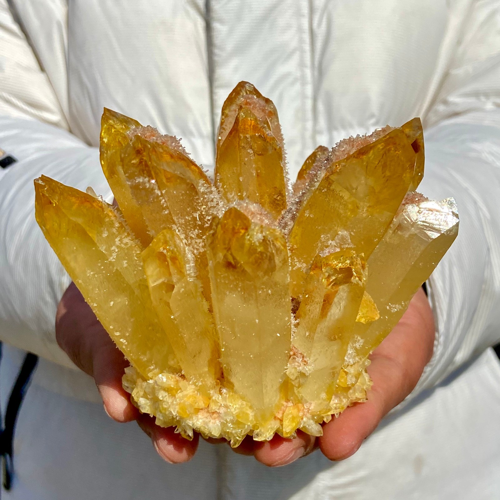 1.32LB New Find Yellow Phantom Quartz Crystal Cluster Mineral Specimen Healing