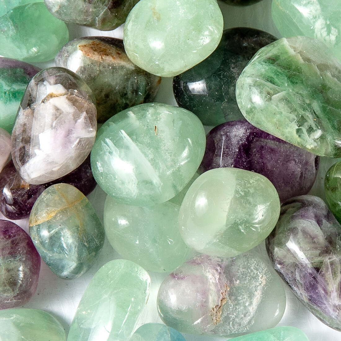 2 lb Tumbled Rainbow Fluorite Gemstone Crystals Bulk Gem Rock Specimens