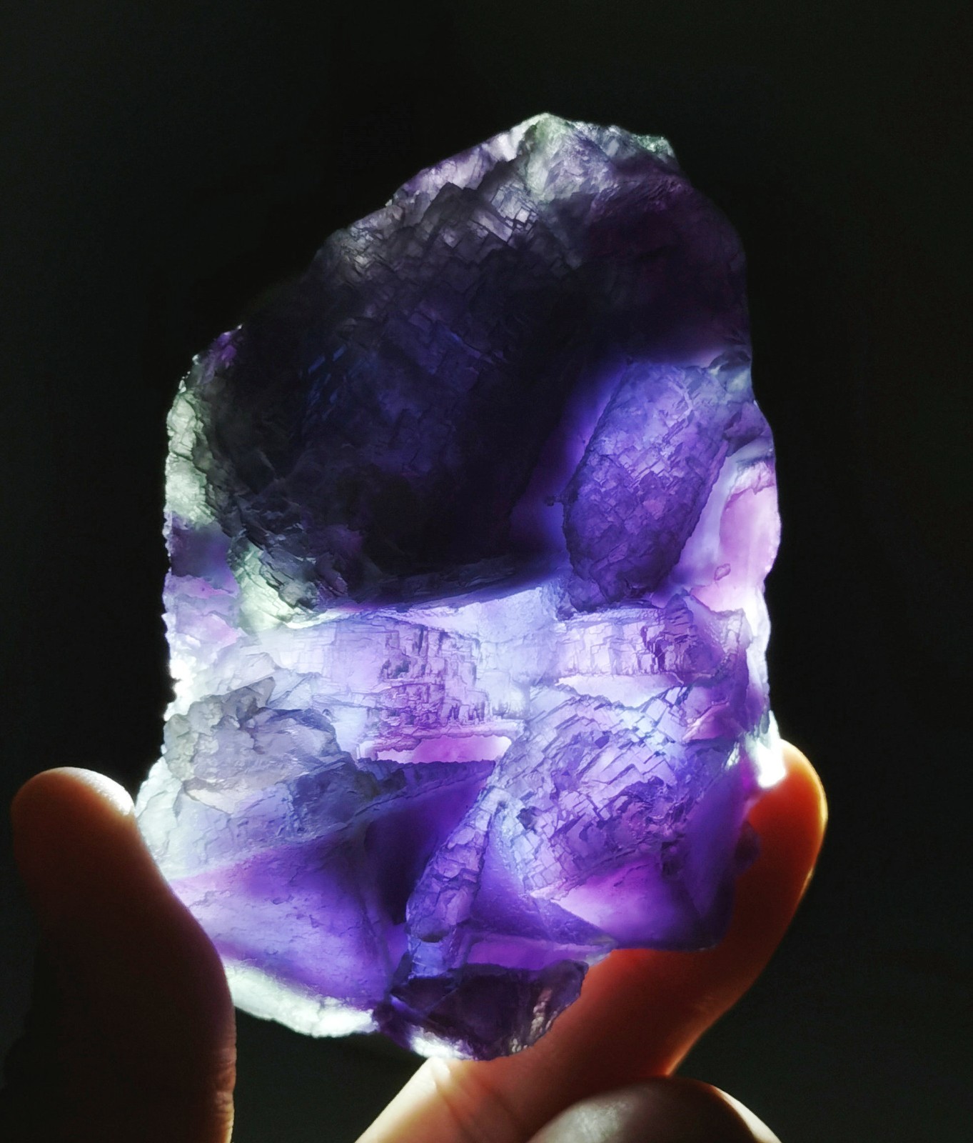 Rare Natural Purple Green Octagonal Fluorite Mineral Specimen China