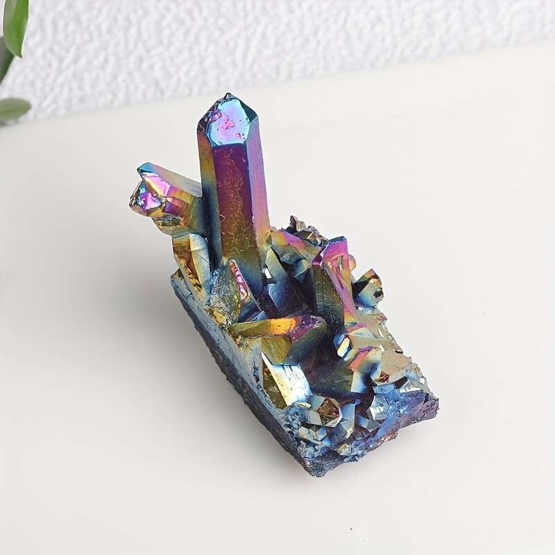 Angel Aura Quartz Crystal Rainbow Titanium Cluster Mineral Specimen Decoration