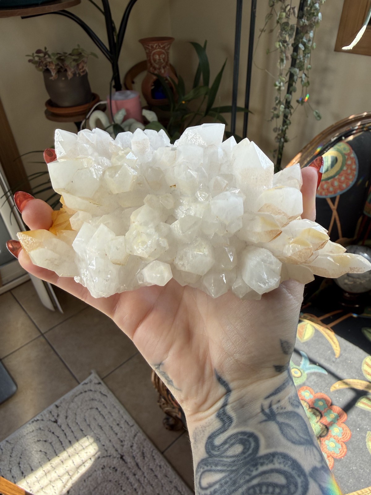 Mango Quartz Crystal Specimen – White Quartz with Bright Yellow Inclusions – 1.1