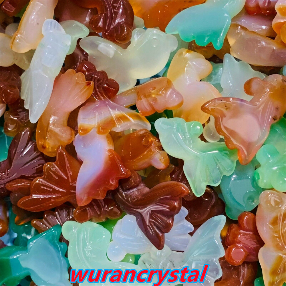 10pcs Natural agate goldfish skull hand-carved pendant Quartz crystal healing